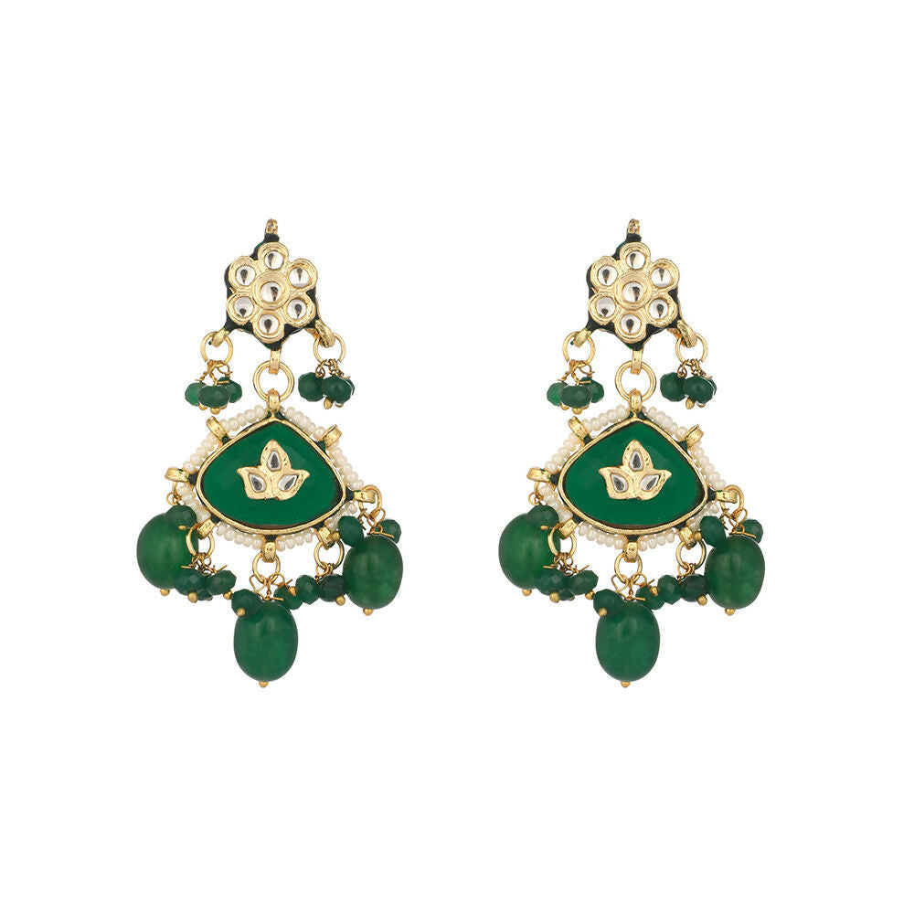 Nuyug 22K Gold Plated Arc Kundan Ruby Drops Necklace | Grocsy