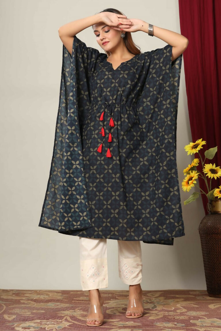 Miravan Women's Abstract Printed Cotton Kaftan Kurta | Grocsy