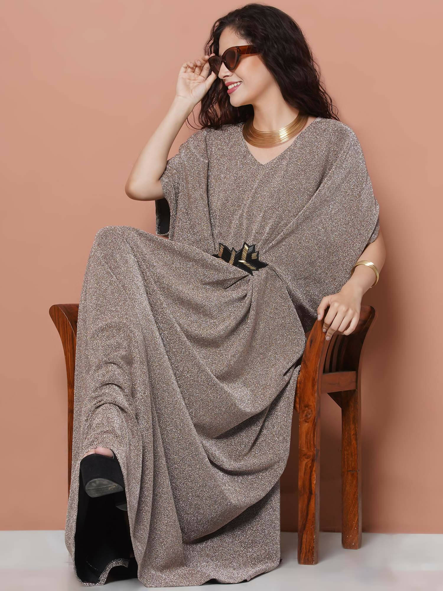 Women Republic Hand Embellished Golden Gown | Grocsy