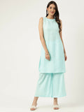 Joban Fashion Blue Rayon and Embroidered Work Straight Kurta Bottom Set | Grocsy