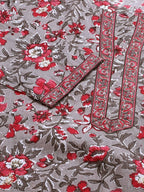 Vamika Grey Printed Cotton Party/Casual Wear Kurta Set/Suit | Grocsy