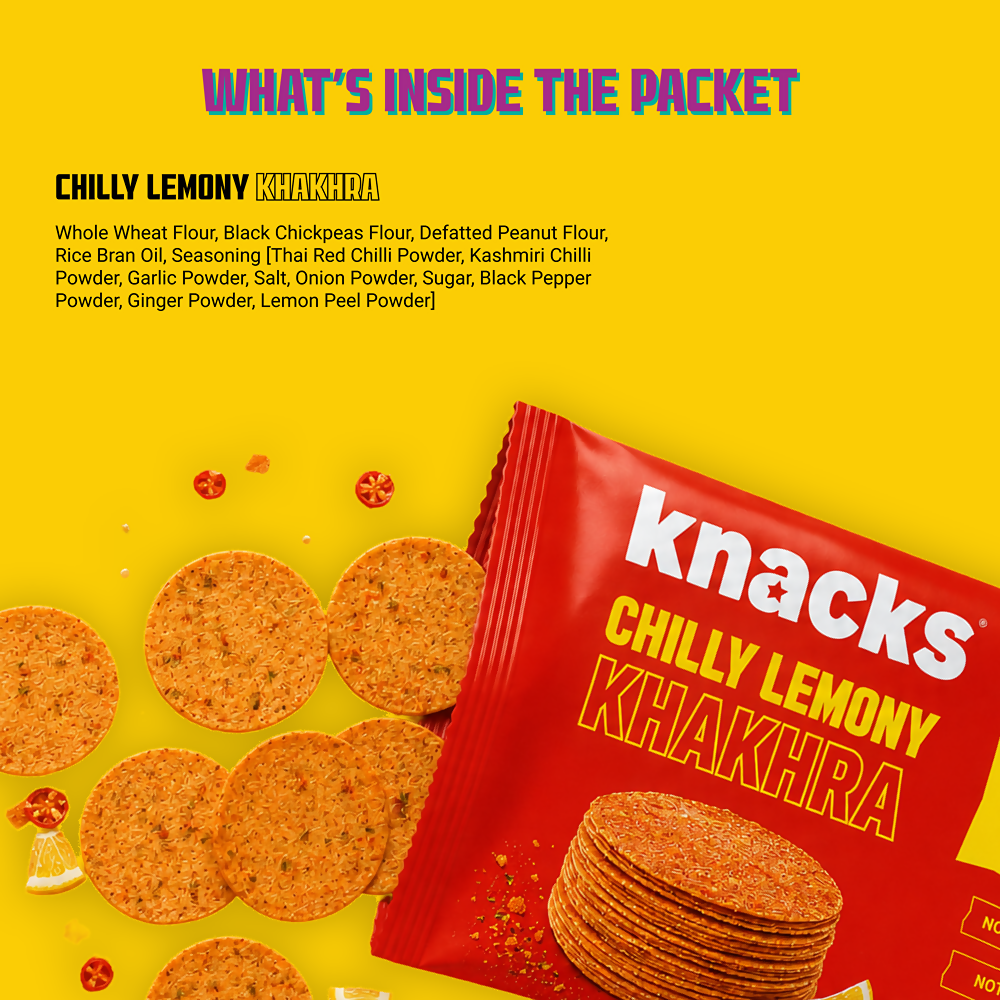 Knacks Coin Khakhra Crisps - Chilly Lemony Flavour | Grocsy
