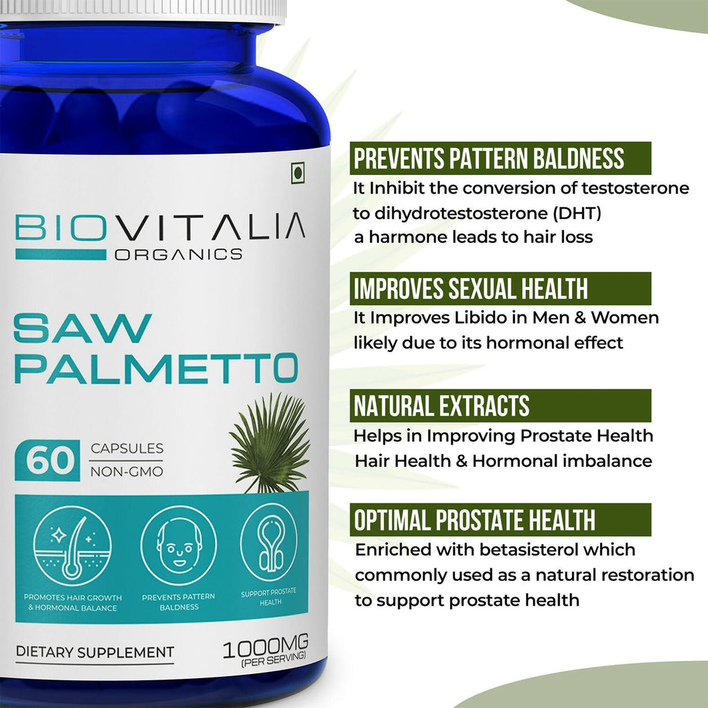 Biovitalia Organics Saw Palmetto Capsules For Hair Growth | Grocsy