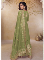 Vegaa Fashion Green Simar Silk Embroidered Party Wear Palazzo Suit | Grocsy
