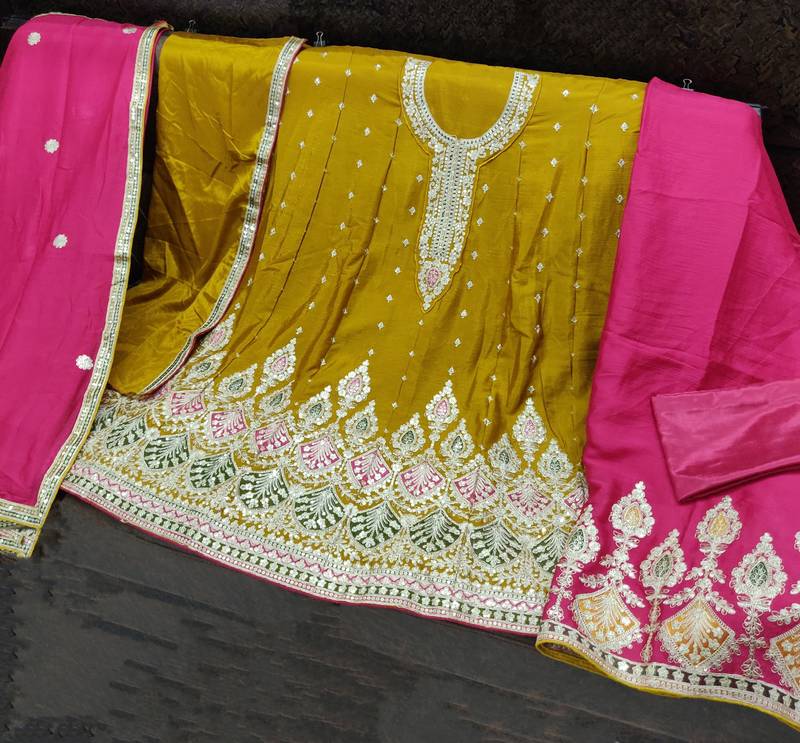 Anaita Mustard Embroidered Premium Salwar Suit | Grocsy