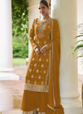 Vegaa Fashion Yellow Chinon Embroidered Designer Sharara Suit Stiched | Grocsy