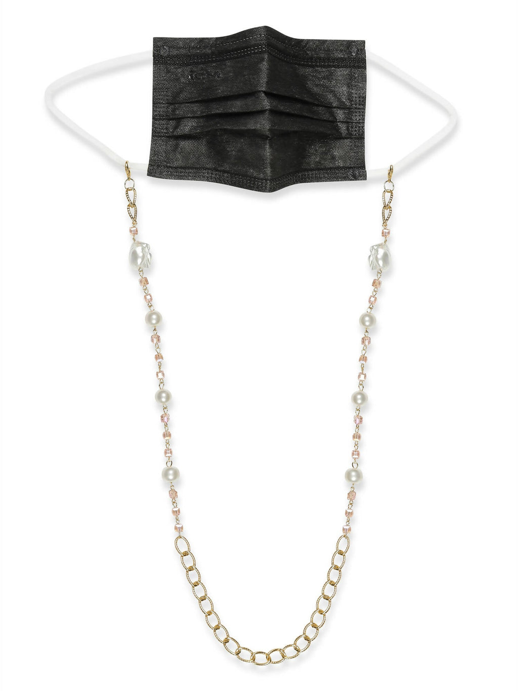 White Golden Embellished Mask Chain - Ruby Raang | Grocsy