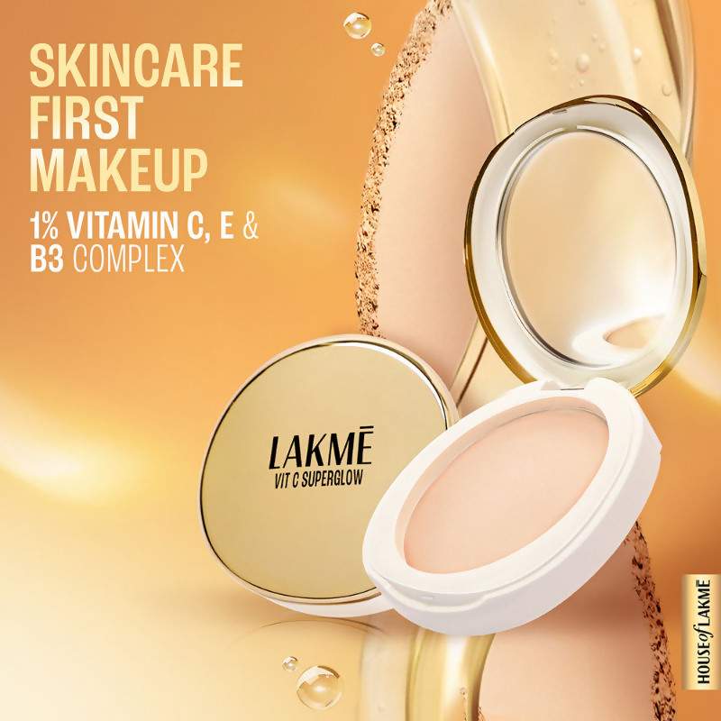 Lakme Vitamin C Superglow Skin Perfecting Compact with 1 % Vit C - Ivory | Grocsy