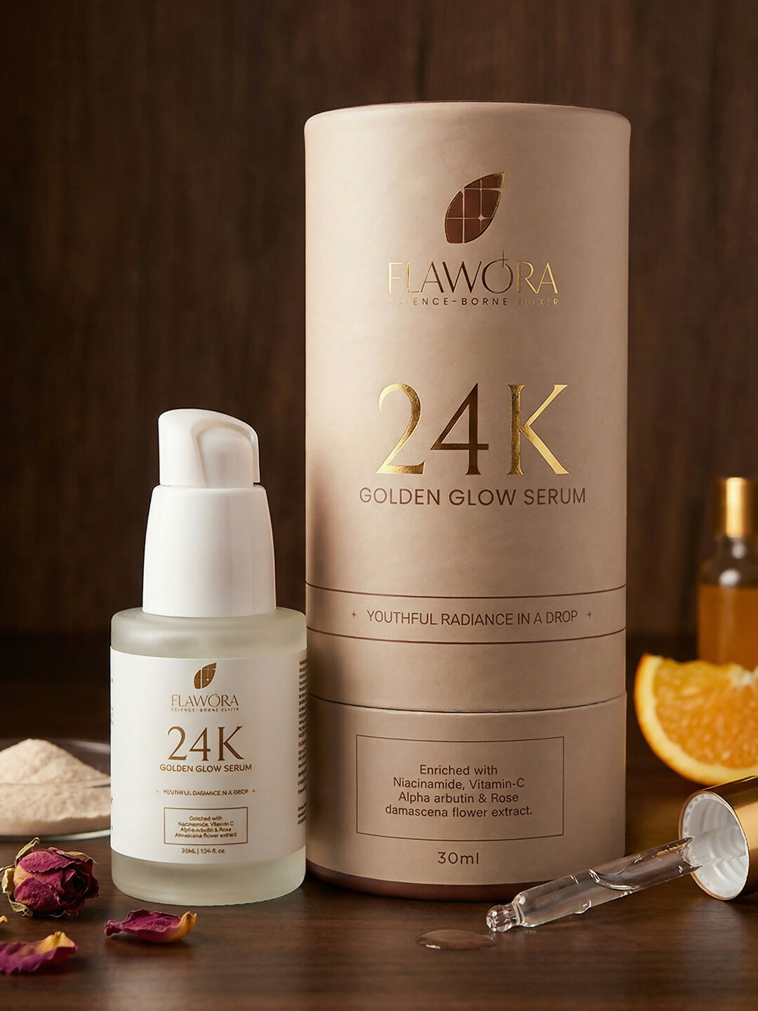 Flawora 24k Golden Glow Face Serum | Grocsy