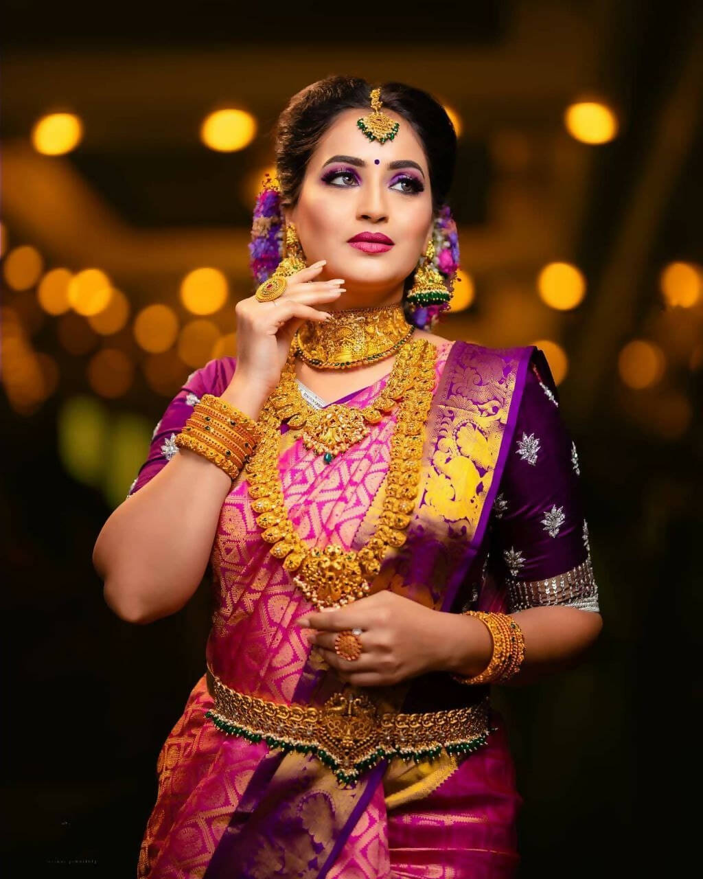 DEIANA'S Beautiful Designer Golden zari Soft Lichi Silk Saree - Pink | Grocsy