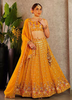 Lehenga Mart Musterd Faux Georgette Designer Bollywood Style Wedding Wear Lehenga Choli | Grocsy