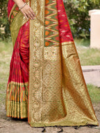 Shree Shyam Fashion Red Pochampally Silk Saree | Grocsy