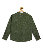 Manet Boys Full Sleeves Dot Printed Ethnic Shirt - Olive Green | Grocsy
