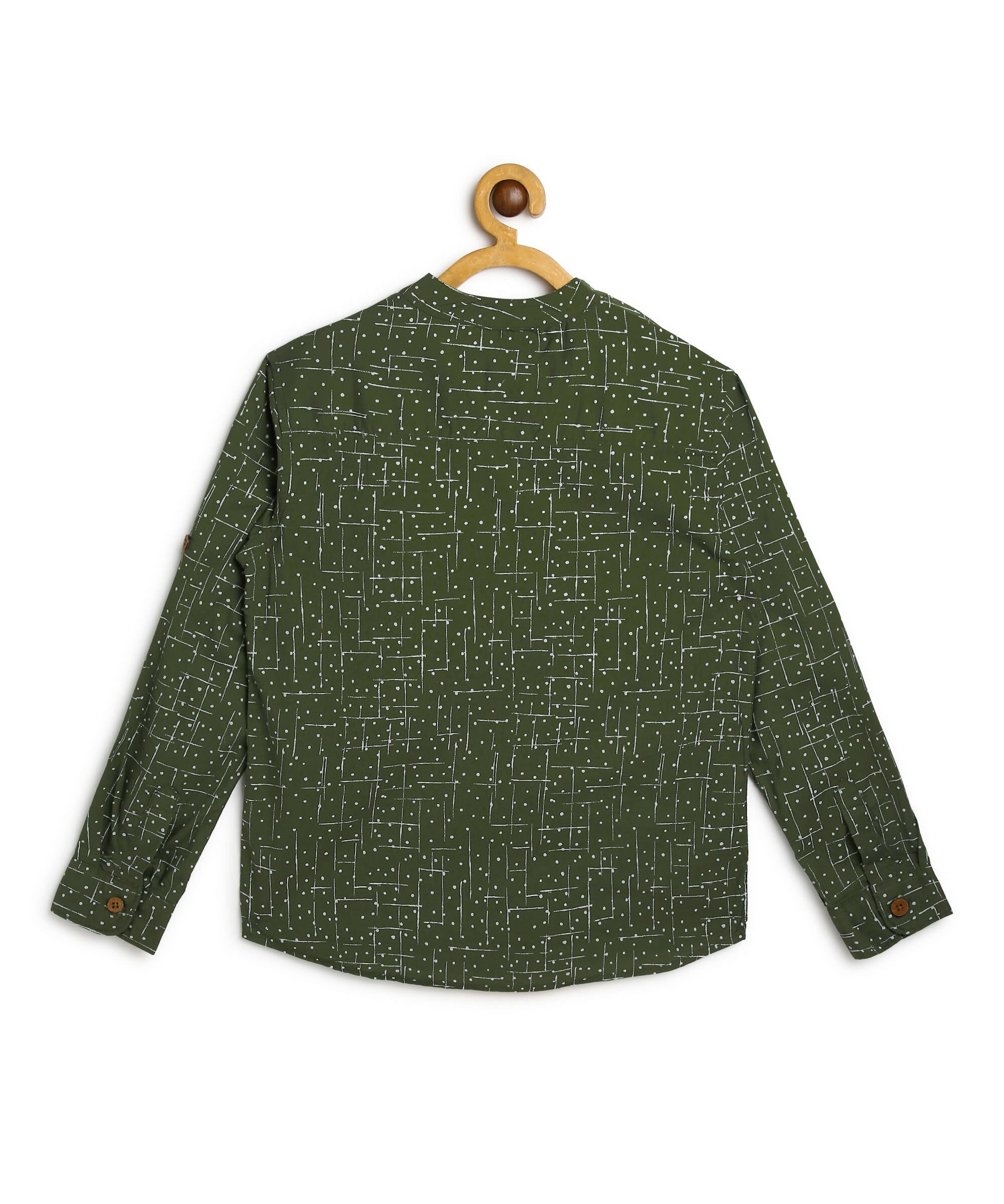 Manet Boys Full Sleeves Dot Printed Ethnic Shirt - Olive Green | Grocsy