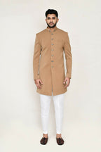 Joban Fashion Chiku Colored Terry Rayon Fabric Indo Western With Straight Fit Pant | Grocsy