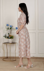 Miravan Womens Puff Sleeve Cheeku Pure Cotton Printed Maxi Dress | Grocsy