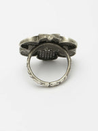 NVR Women's Silver-Toned Floral Shape Adjustable Finger Ring | Grocsy