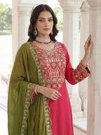 Teeya Creation Rani Chinon Silk Designer Wedding Wear Embroidery Work Palazzo | Grocsy