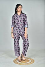 Morchari Digital Print Semi Muslin Co-Ord Set Top & Trouser-Multicolor | Grocsy