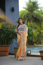 Vamsee Sanyogita Sanyogita - Yellow Organza Saree | Grocsy