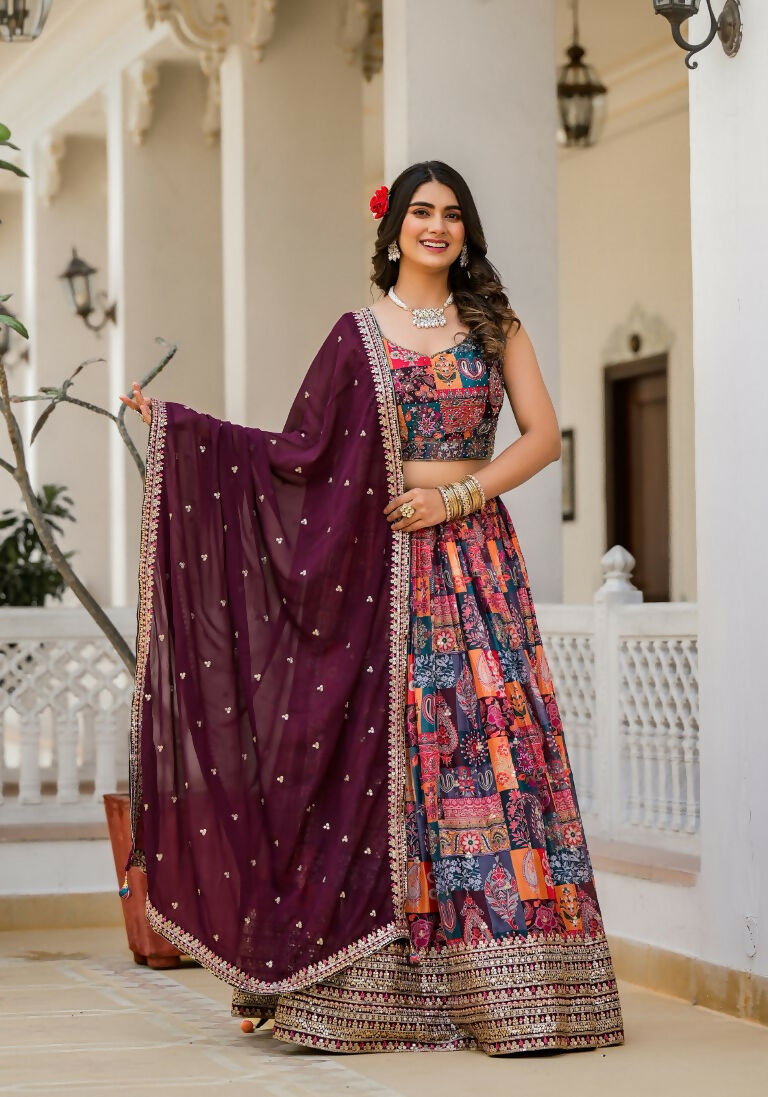 Wedding Partywear Colour Full Slim Georgette Lehengha Choli With Dupata - Agnidhara | Grocsy