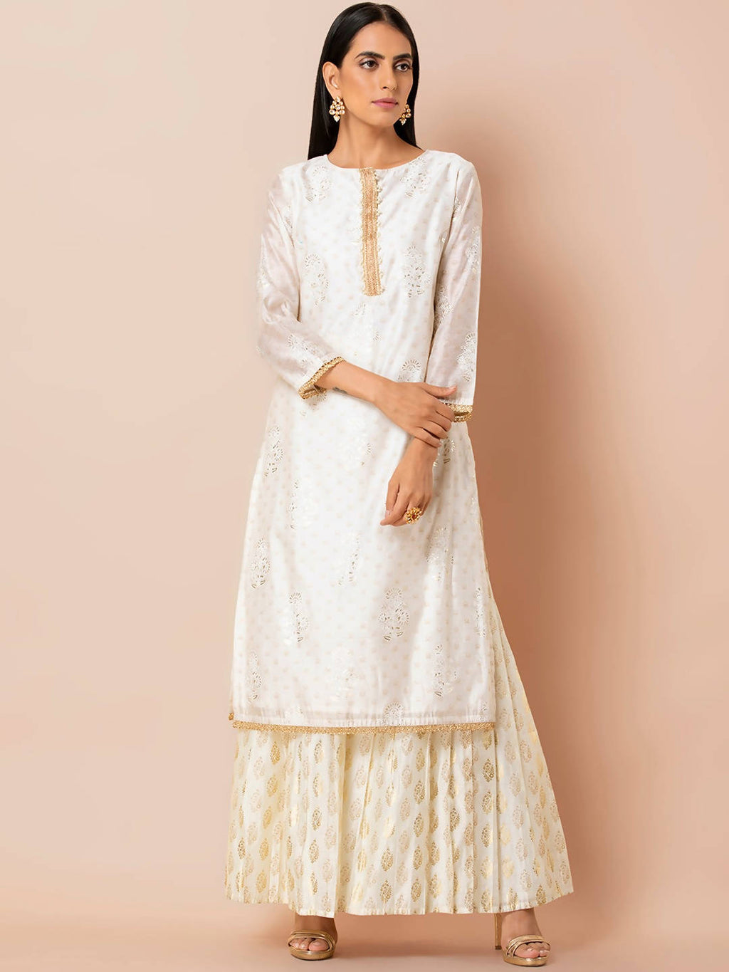 Indya White Embroidered Kurta | Grocsy