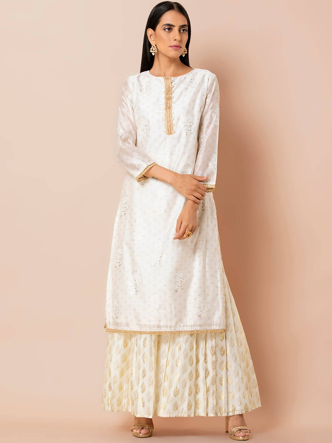 Indya White Embroidered Kurta | Grocsy