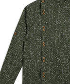 Manet Boys Full Sleeves Dot Printed Ethnic Shirt - Olive Green | Grocsy