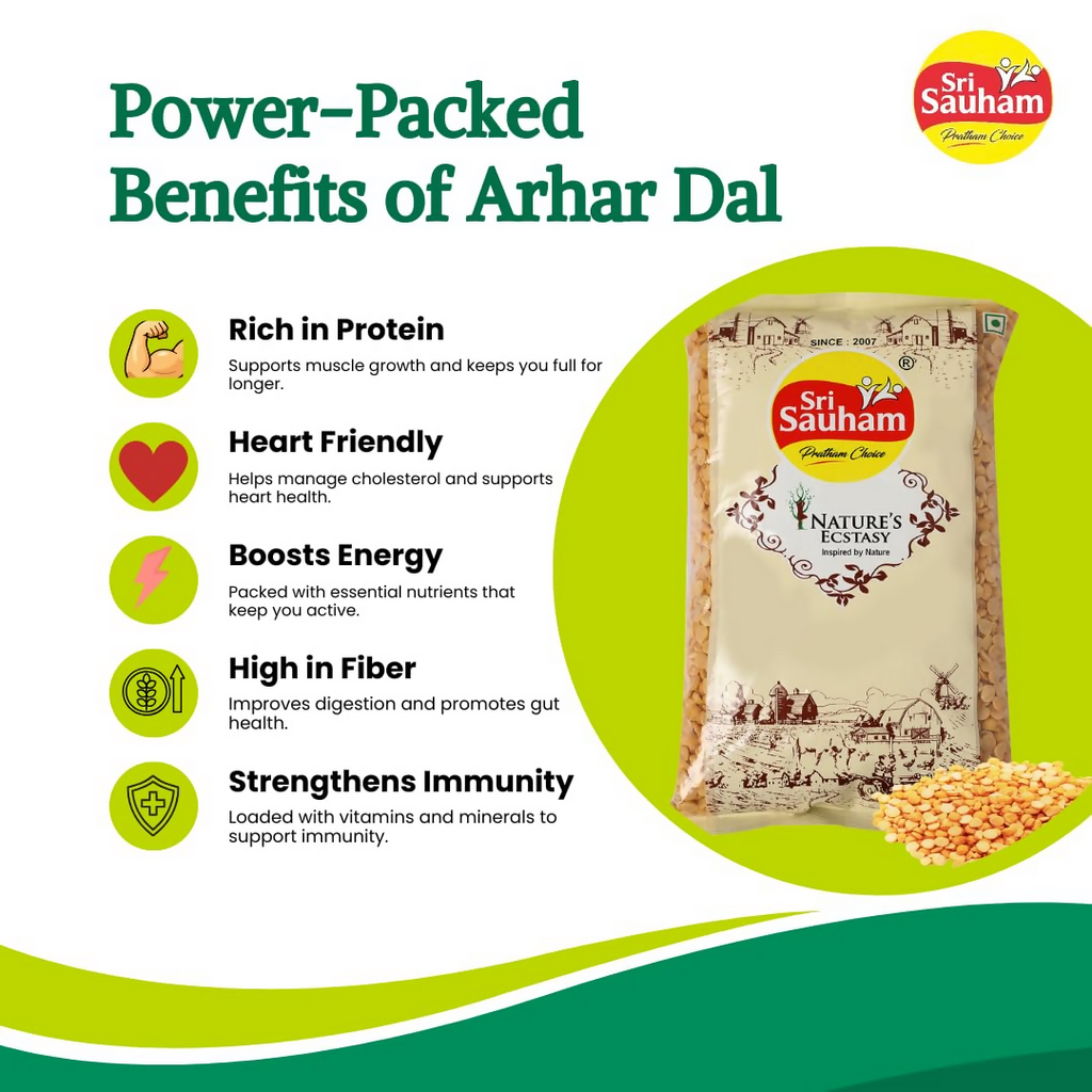 Sri Sauham Premium Unpolished Toor Dal | Grocsy