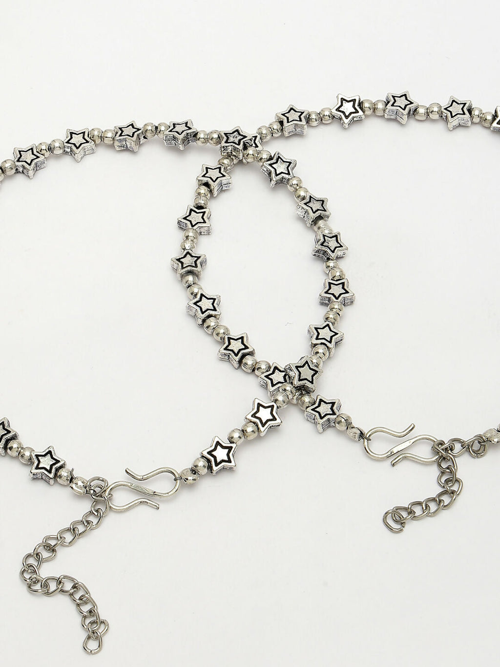 NVR Women's Set of 2 Silver-Plated Star Design Anklets | Grocsy