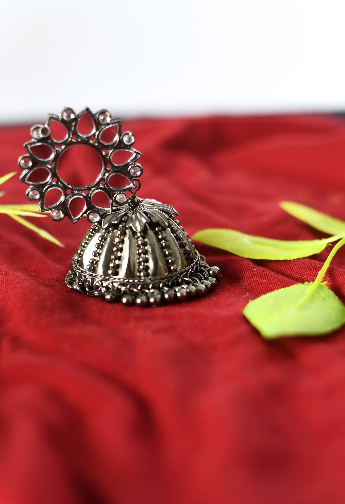Mominos Fashion Johar Kamal Silver-Plated With Mirror Earrings Jhumkas | Grocsy
