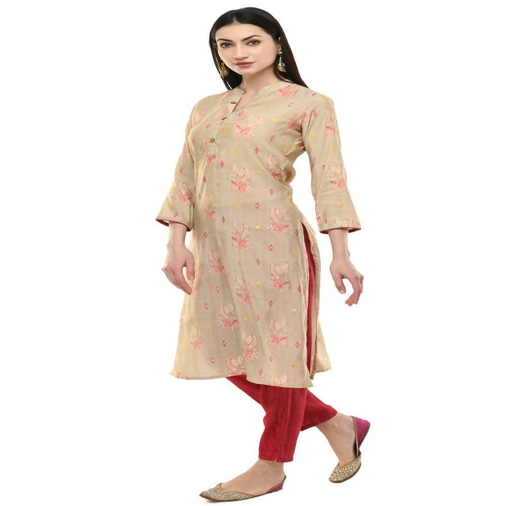 Lagi Women's Pink Printed Straight Kurta & Pant (MC45A) | Grocsy