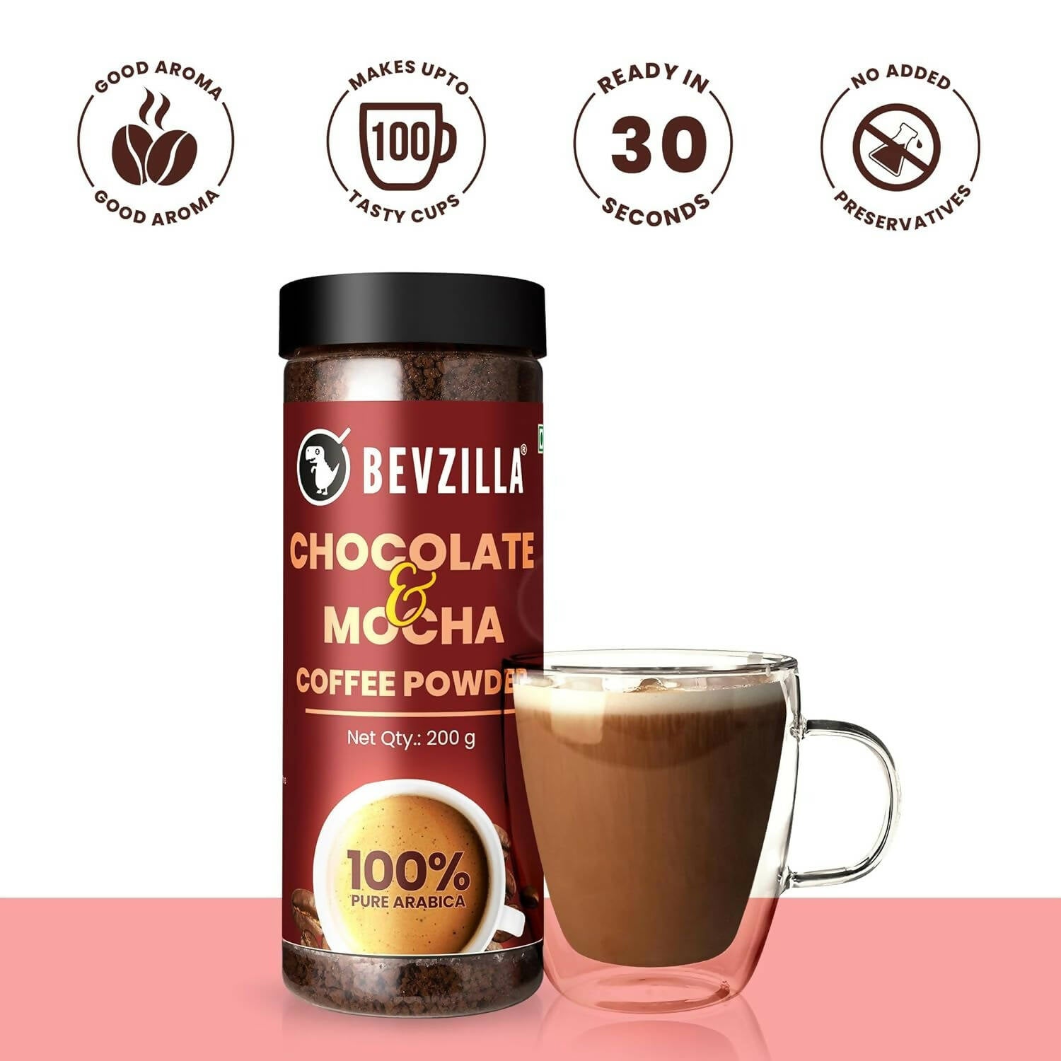 Bevzilla Chocolate & Mocha Coffee Powder 100% Pure Arabica | Grocsy