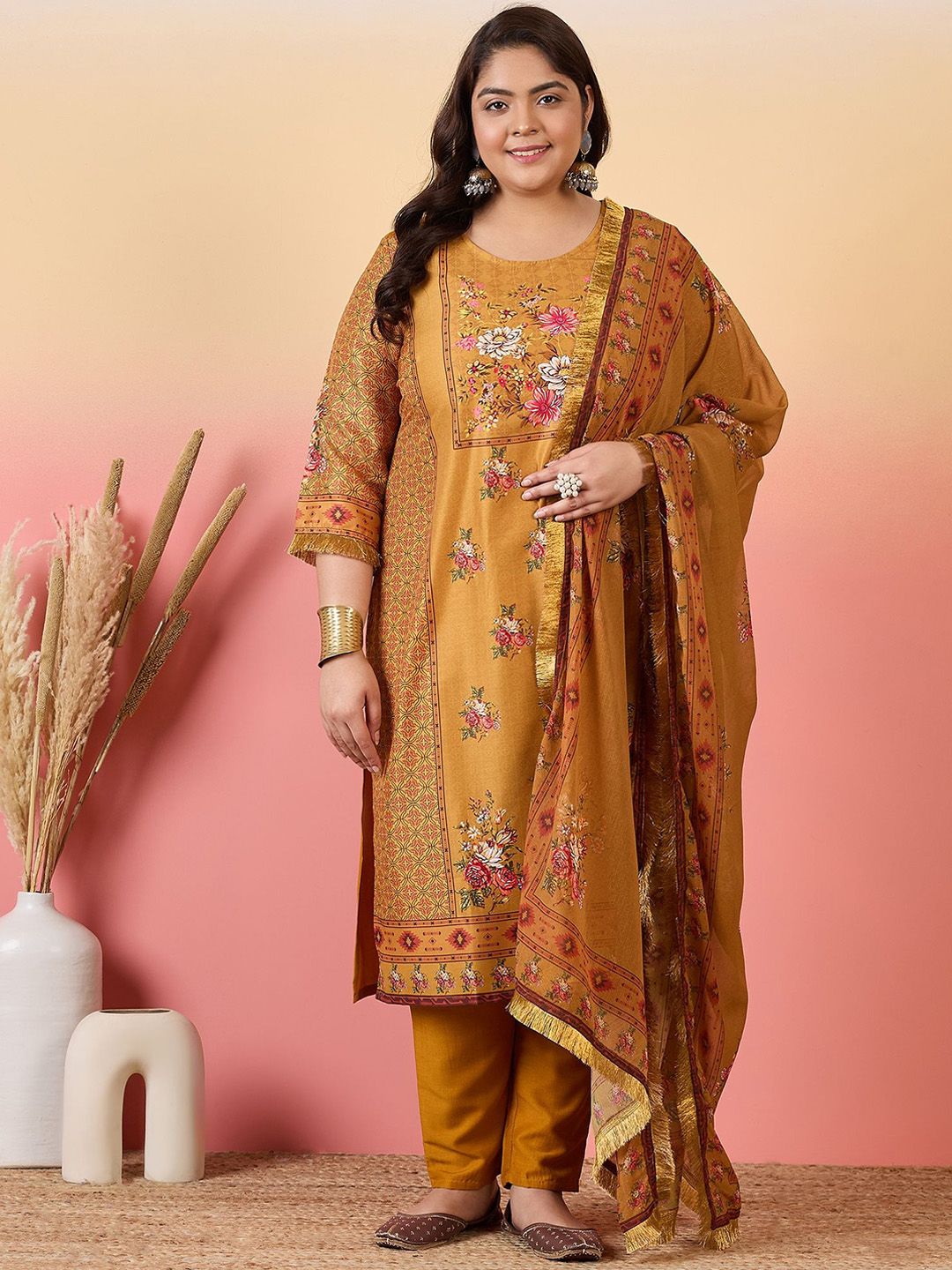 Sztori Women Floral Printed Regular Kurta with Trousers & With Dupatta | Grocsy