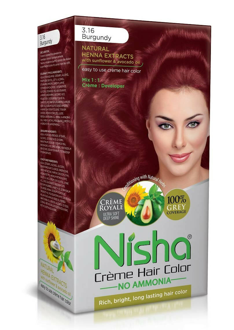 Nisha Creme Hair Color Burgundy | Grocsy