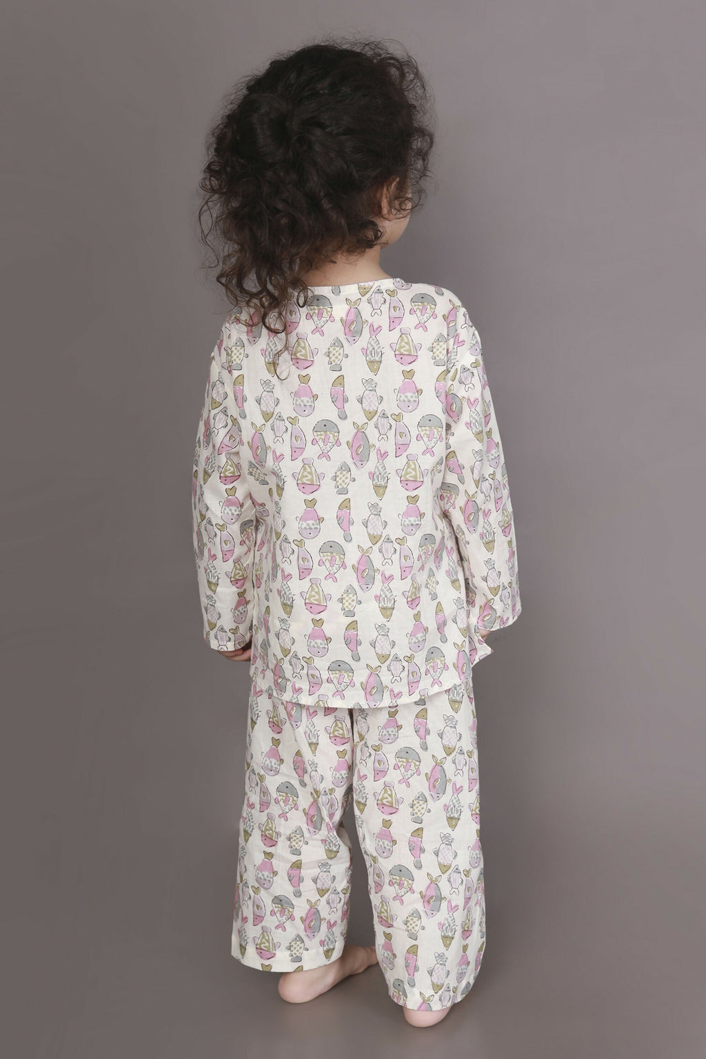 Breathables White & Yellow Tortoise Cotton Nightsuit Set For Kids | Grocsy