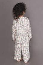 Breathables White & Yellow Tortoise Cotton Nightsuit Set For Kids | Grocsy