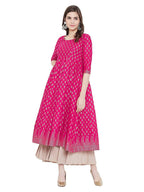 Cheera Embellished Daily Wear Cotton Blend Kurta - Pink | Grocsy