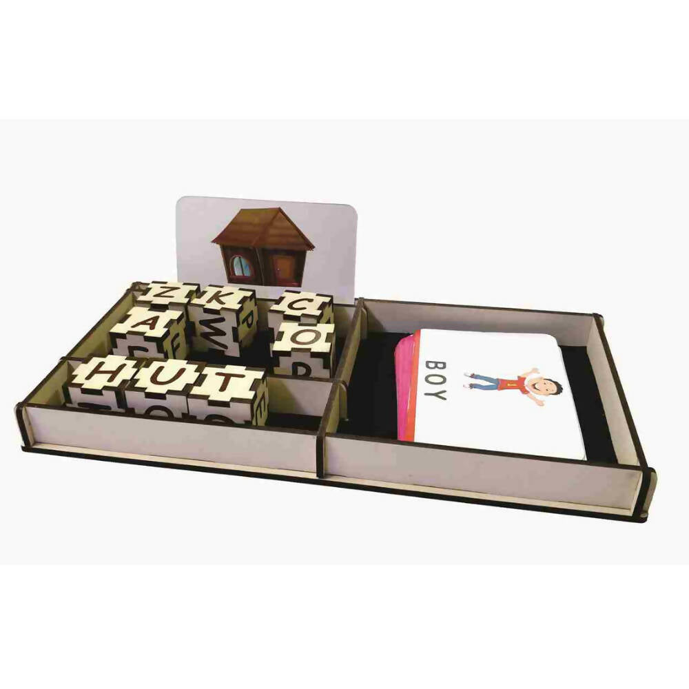 Kraftsman Wooden Spell Tutor Spelling Learning Game With Flash Cards | Educational Toys & Return Gift | Grocsy