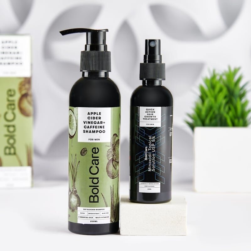 Bold Care DHT Blocker Shampoo & Hair Growth 5% Solution Serum Combo | Grocsy