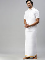 Ramraj Cotton Mens Half Sleeve Formal 100 % Cotton White Shirt | Grocsy