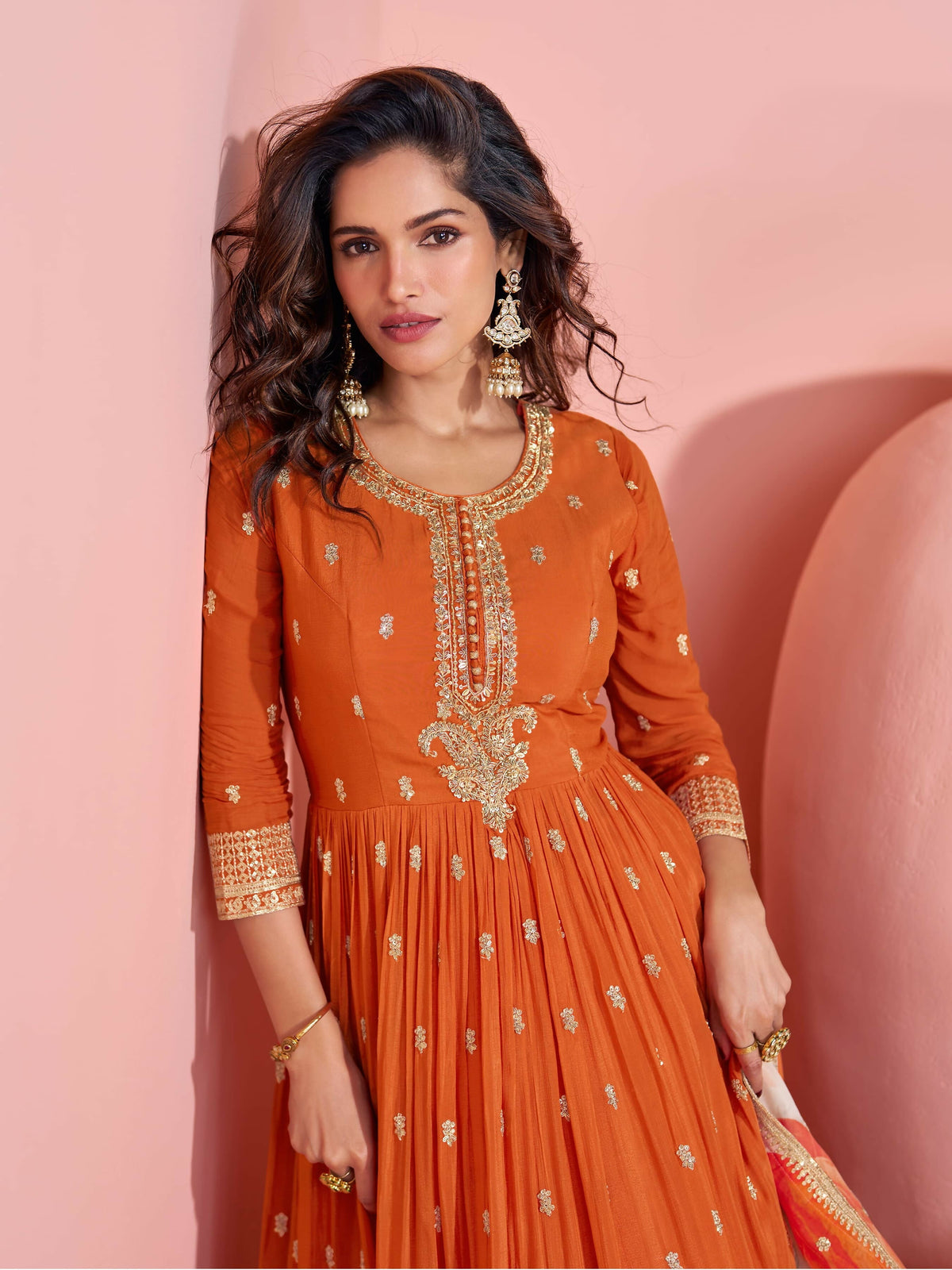 Anaita Yellow Embroidered Silk Anarkali Suits | Grocsy
