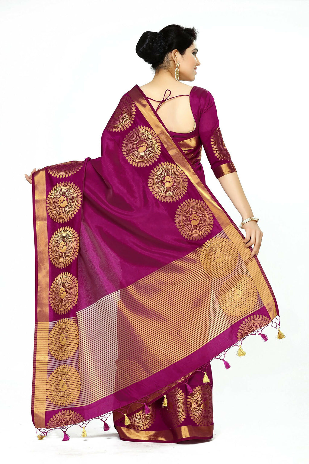 Mimosa Women's Purple Tussar Silk Banarasi Saree | Grocsy