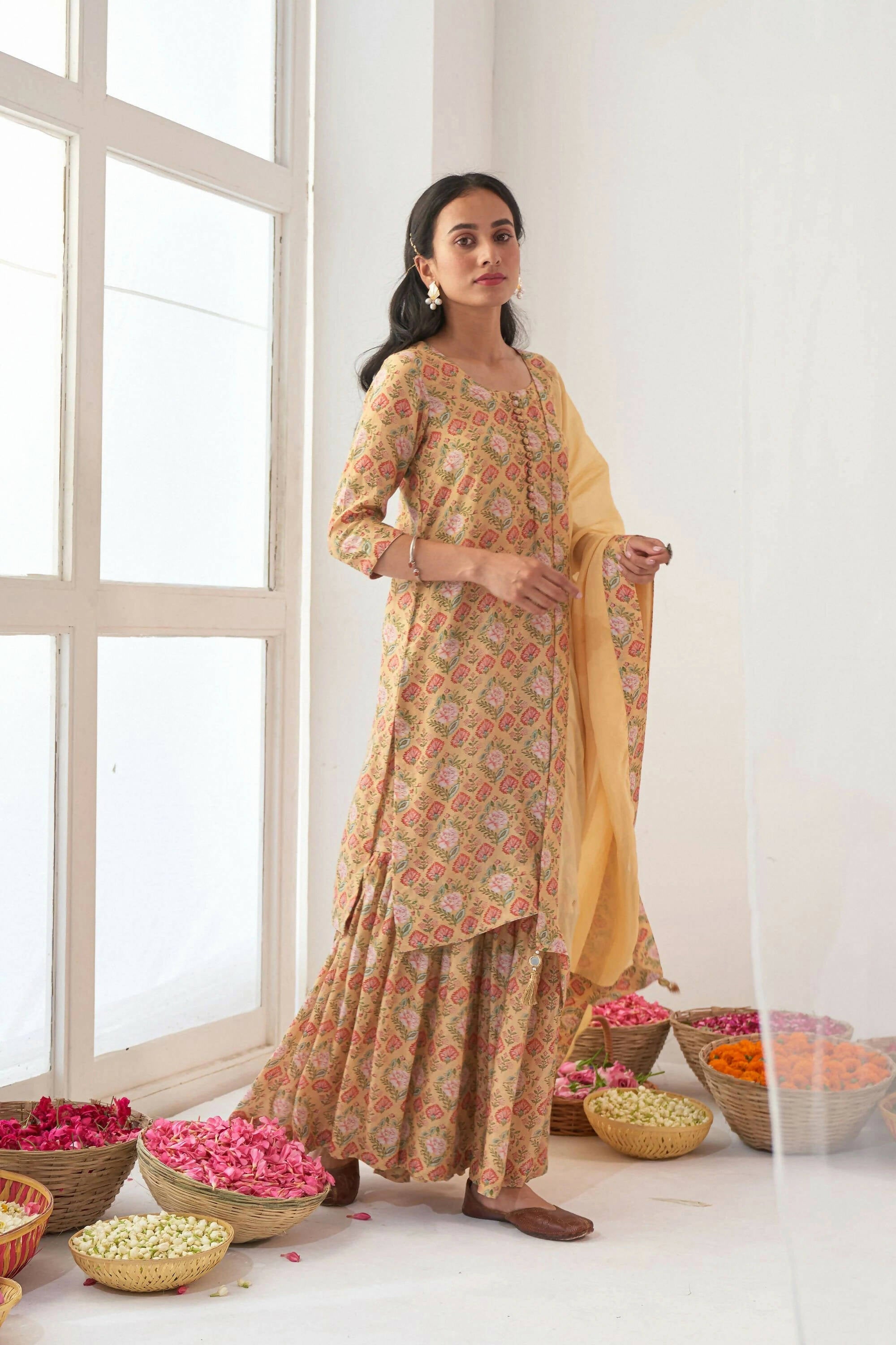 Designer Stylish Yellow Muslin Stitched Suit With Dupatta - Anbazaar | Grocsy