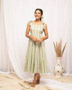 FIORRA Women's Green Cotton Printed Dress | Grocsy