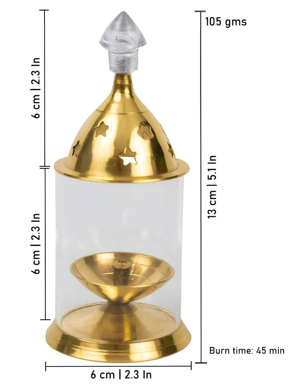 Spillbox Gold-Toned Brass Glass Udupi Diya Pooja Essential | Grocsy