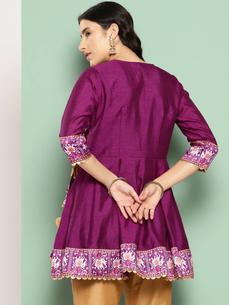 Ahalyaa Women's Traditional wear Tunic - Purple | Grocsy
