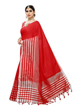 Vamika Red Cotton Silk Weaving Saree (Twitter Red) | Grocsy