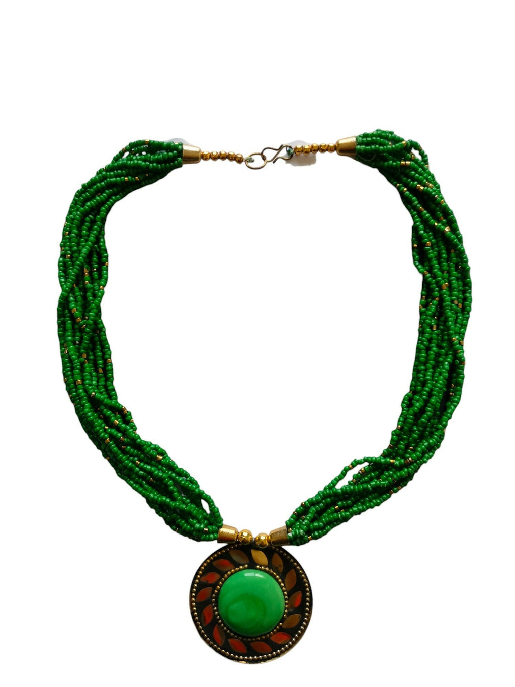 Inhanns Everyday Statement Beaded Pendant Necklace - Green | Grocsy