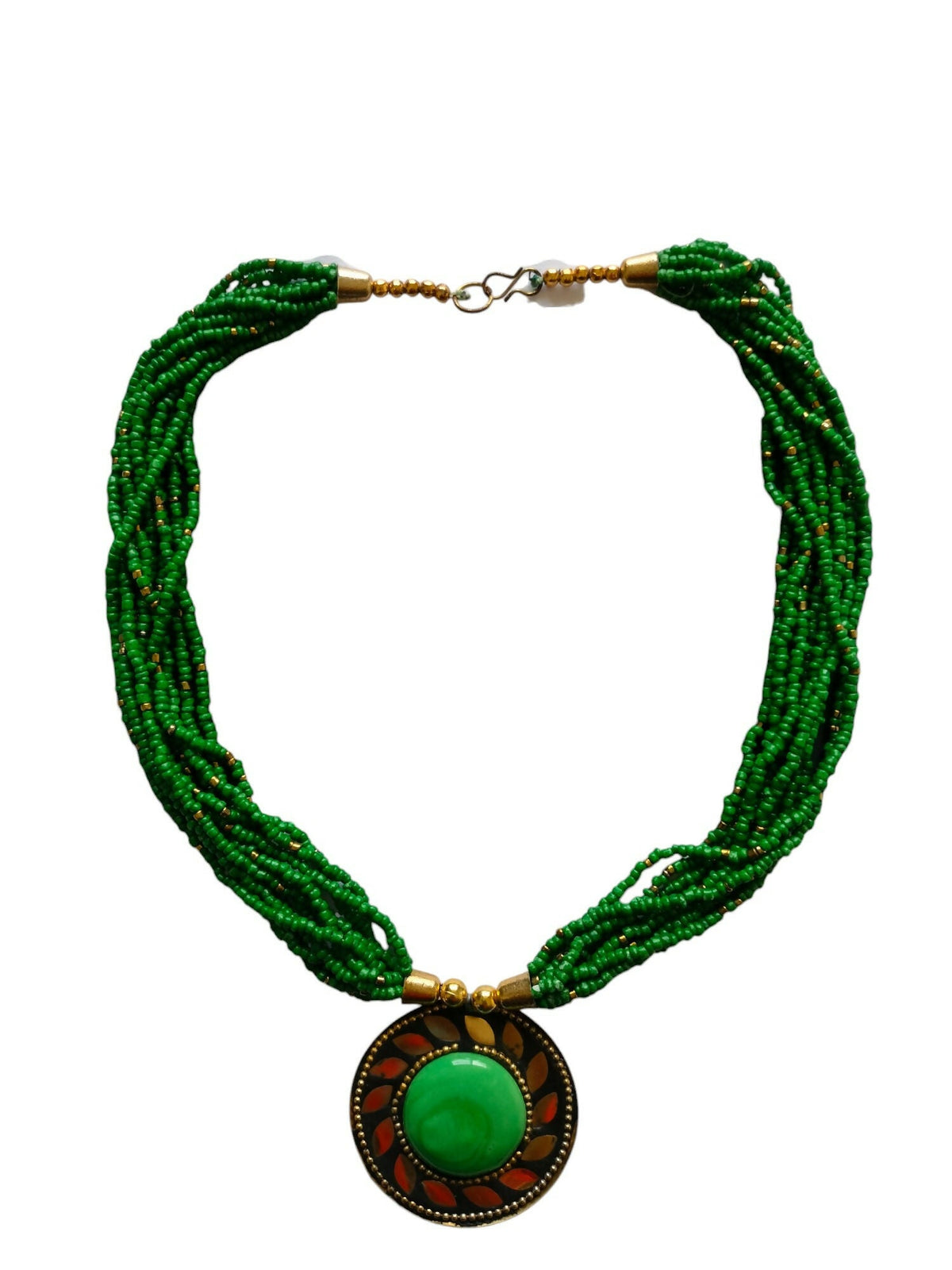 Inhanns Everyday Statement Beaded Pendant Necklace - Green | Grocsy